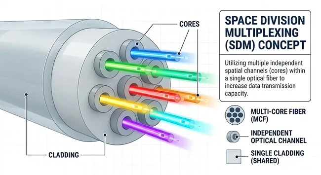 Multi-core fiber structure with multiple light-transmitting cores inside one cladding Multi-core fiber structure with multiple light-transmitting cores inside one cladding
