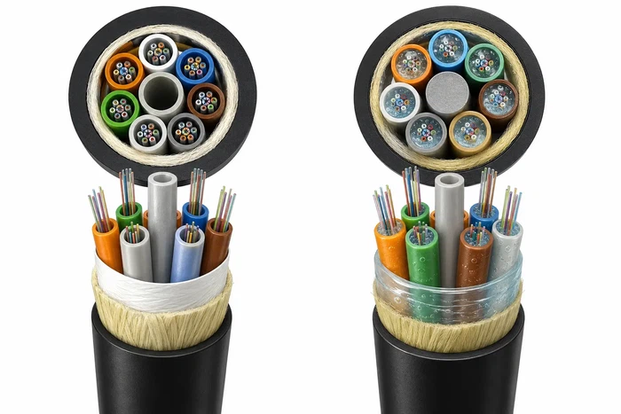 Gel-free and gel-filled fiber optic cable comparison Gel-free and gel-filled fiber optic cable comparison
