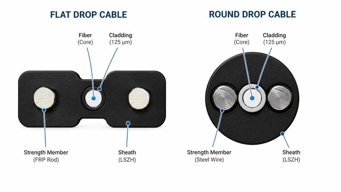 FTTH drop cable structure comparison FTTH drop cable structure comparison