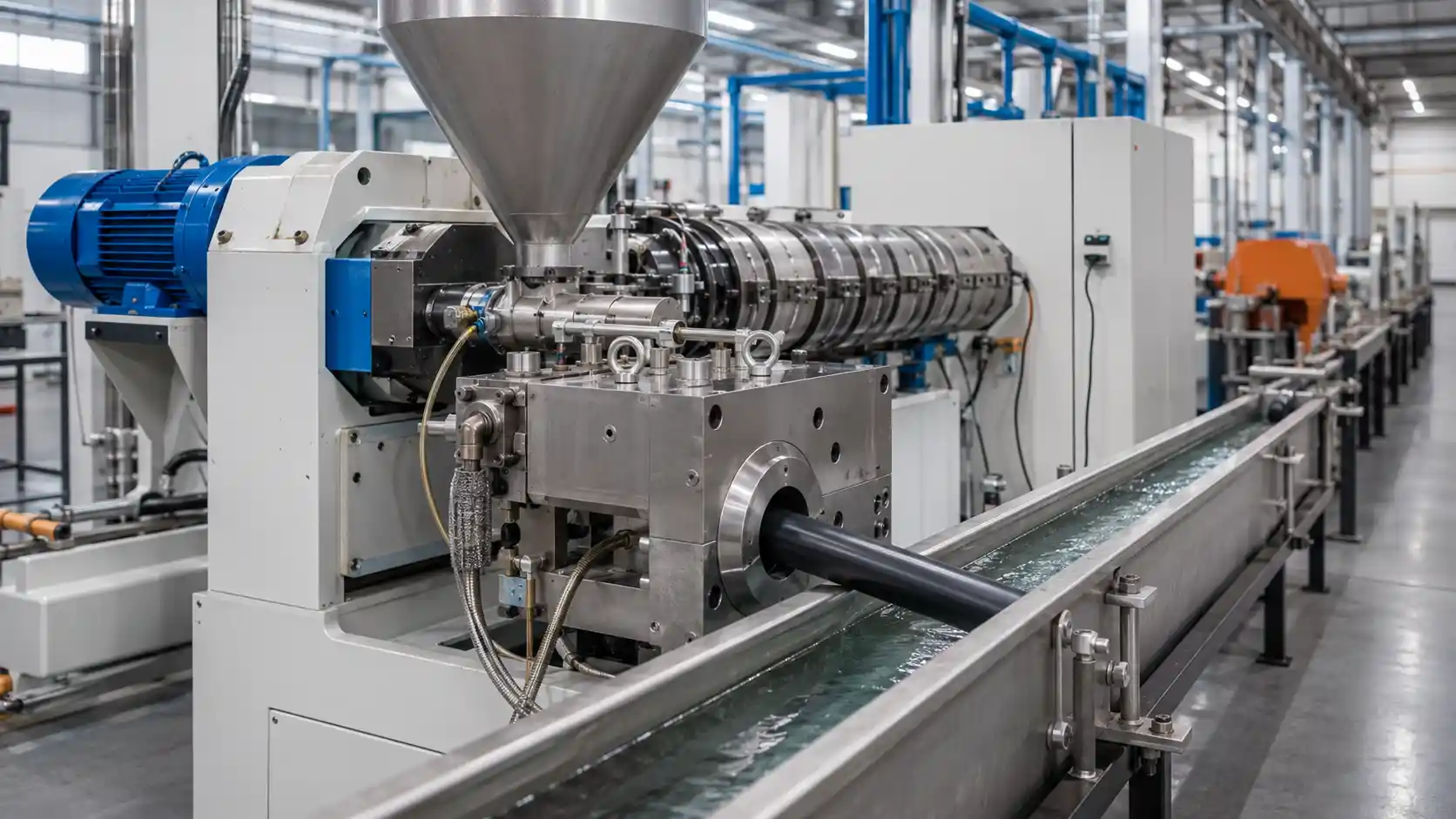 Fiber optic cable extrusion line with crosshead die Fiber optic cable extrusion line with crosshead die