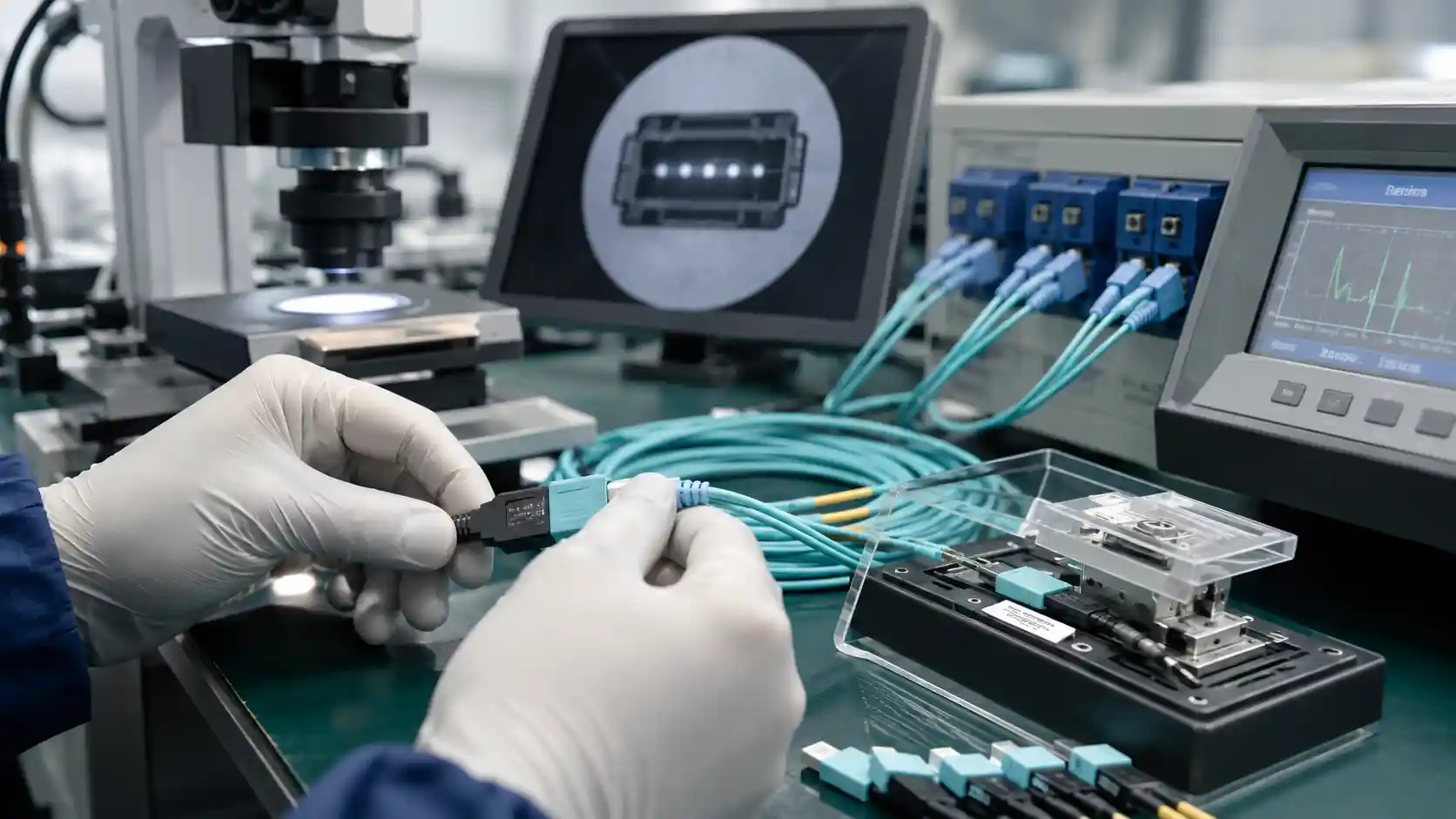 MPO connector termination and testing MPO connector termination and testing