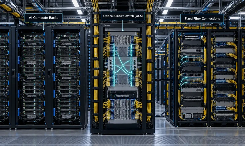 Optical circuit switching and fiber cabling in an AI data center Optical circuit switching and fiber cabling in an AI data center