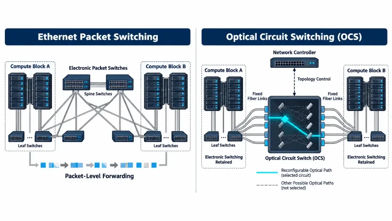 Optical circuit switching versus Ethernet packet switching architecture Optical circuit switching versus Ethernet packet switching architecture