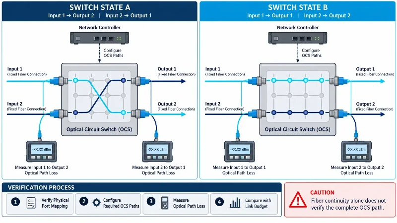 OCS fiber port mapping and optical path verification OCS fiber port mapping and optical path verification